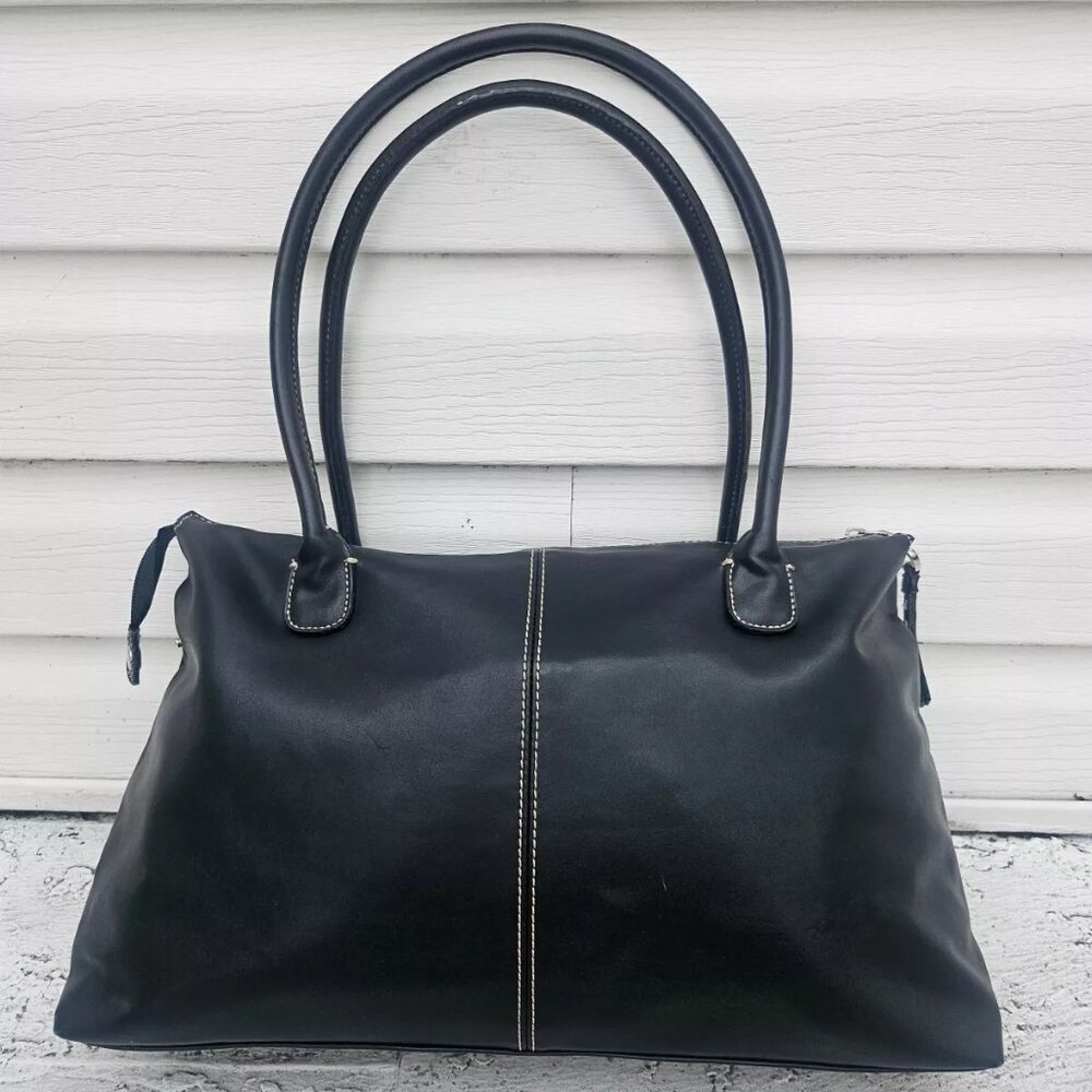 Avenue Women Handbag Black Faux Leather Shoulder Bag Zipper Closure Bag